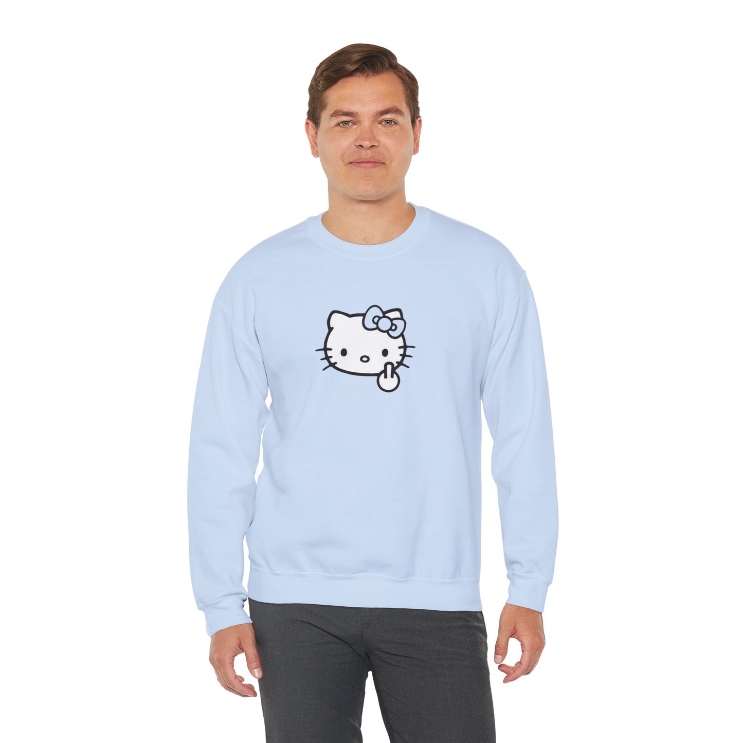 Hello Kitty Middle Finger Crewneck Sweatshirt – Cute Rebel Graphic Sweatshirt