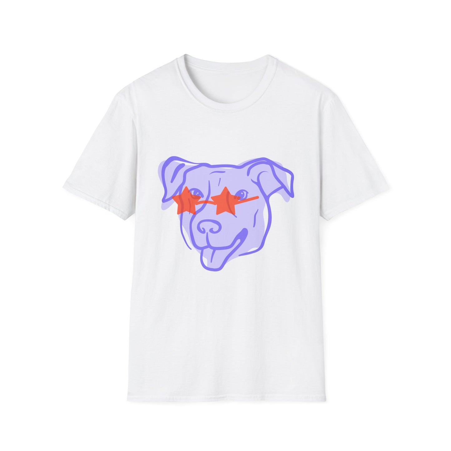 Cool Dog with Star Glasses - Unisex Softstyle T-Shirt