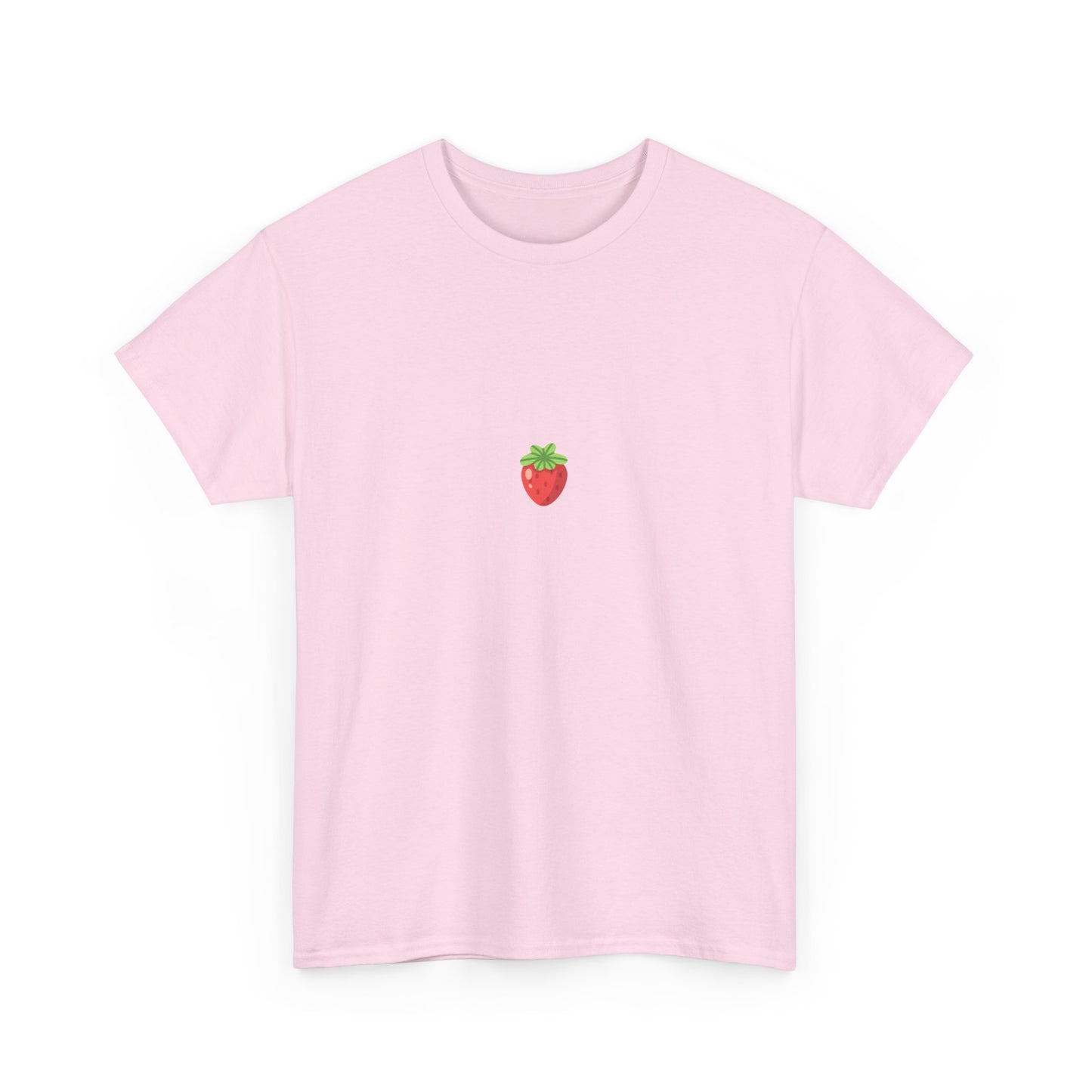 Unisex Minimal Tee with Cute Strawberry Embroidery