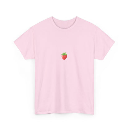 Unisex Minimal Tee with Cute Strawberry Embroidery