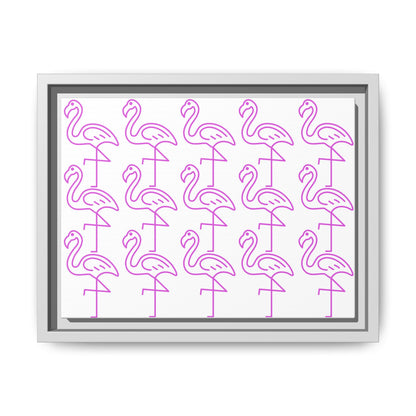 Elegant Flamingo Patterned Wall Art – Minimalist, Cool Matte Canvas, Framed (Multi-color)