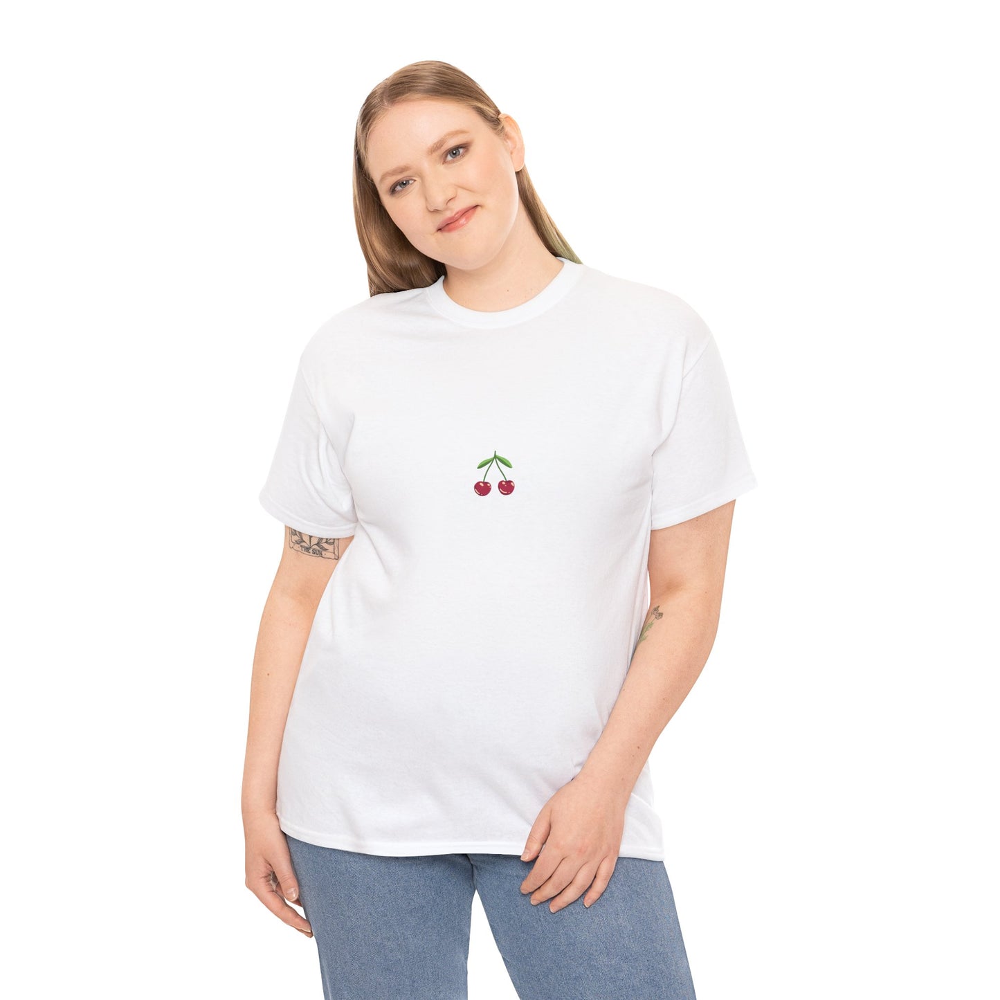 Unisex Heavy Cotton Tee - Cute & Minimalist Cherry Design