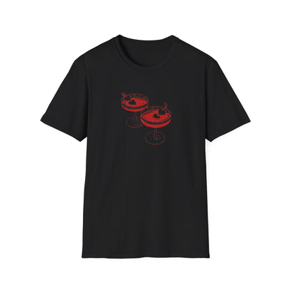 Cute Cocktail Glasses Unisex T-Shirt with Heart Design