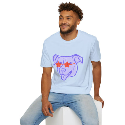 Cool Dog with Star Glasses - Unisex Softstyle T-Shirt