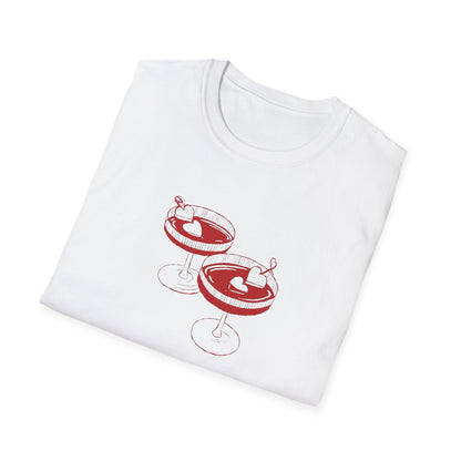 Cute Cocktail Glasses Unisex T-Shirt with Heart Design