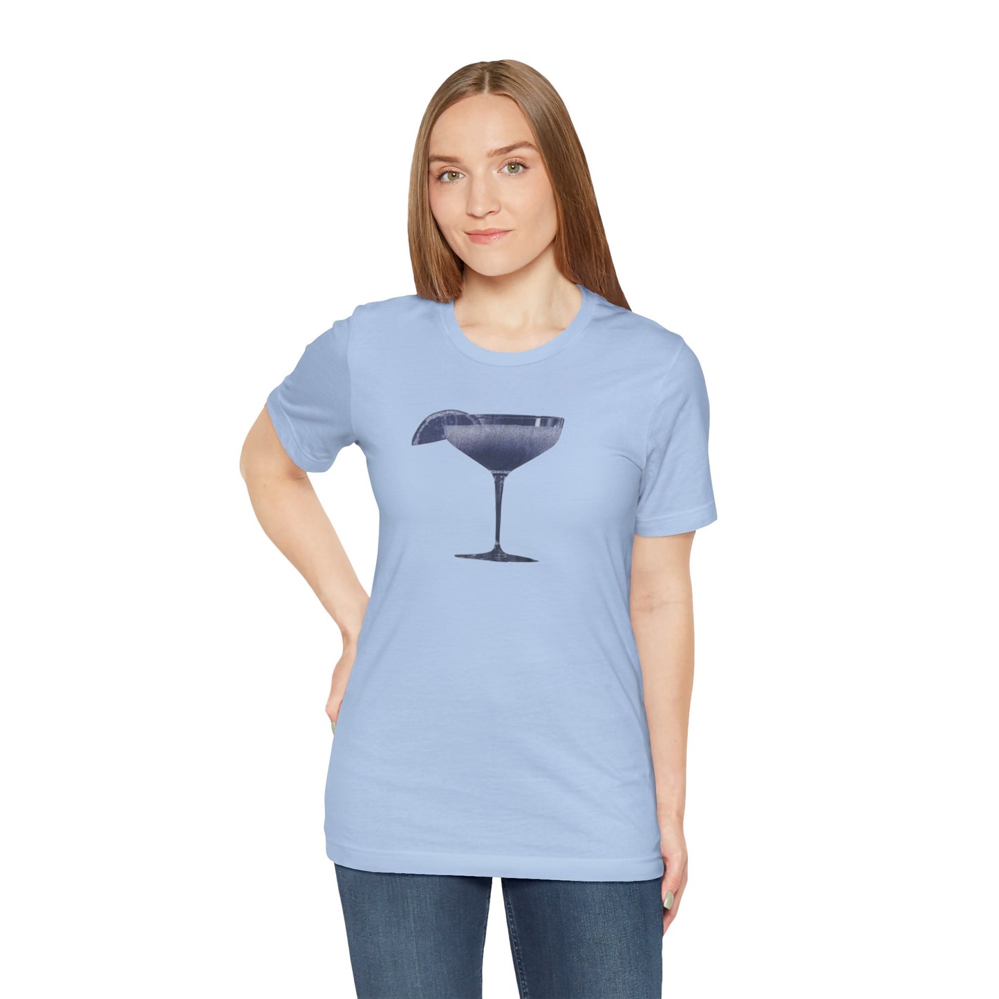Cocktail Glass Tee — Minimalist Navy Martini Graphic Shirt