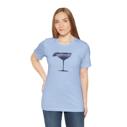 Cocktail Glass Tee — Minimalist Navy Martini Graphic Shirt