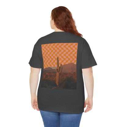 Psychedelic Desert with Spiritual Cactus Art Design – Unisex Cotton Tee