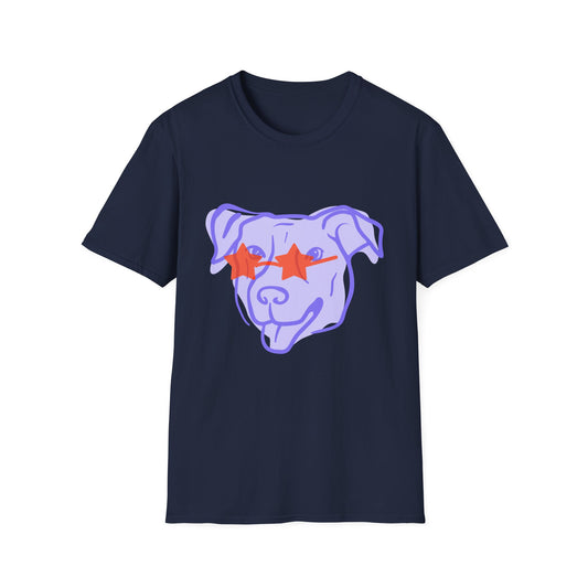 Cool Dog with Star Glasses - Unisex Softstyle T-Shirt