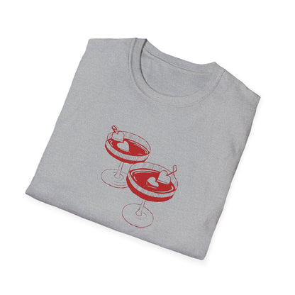 Cute Cocktail Glasses Unisex T-Shirt with Heart Design