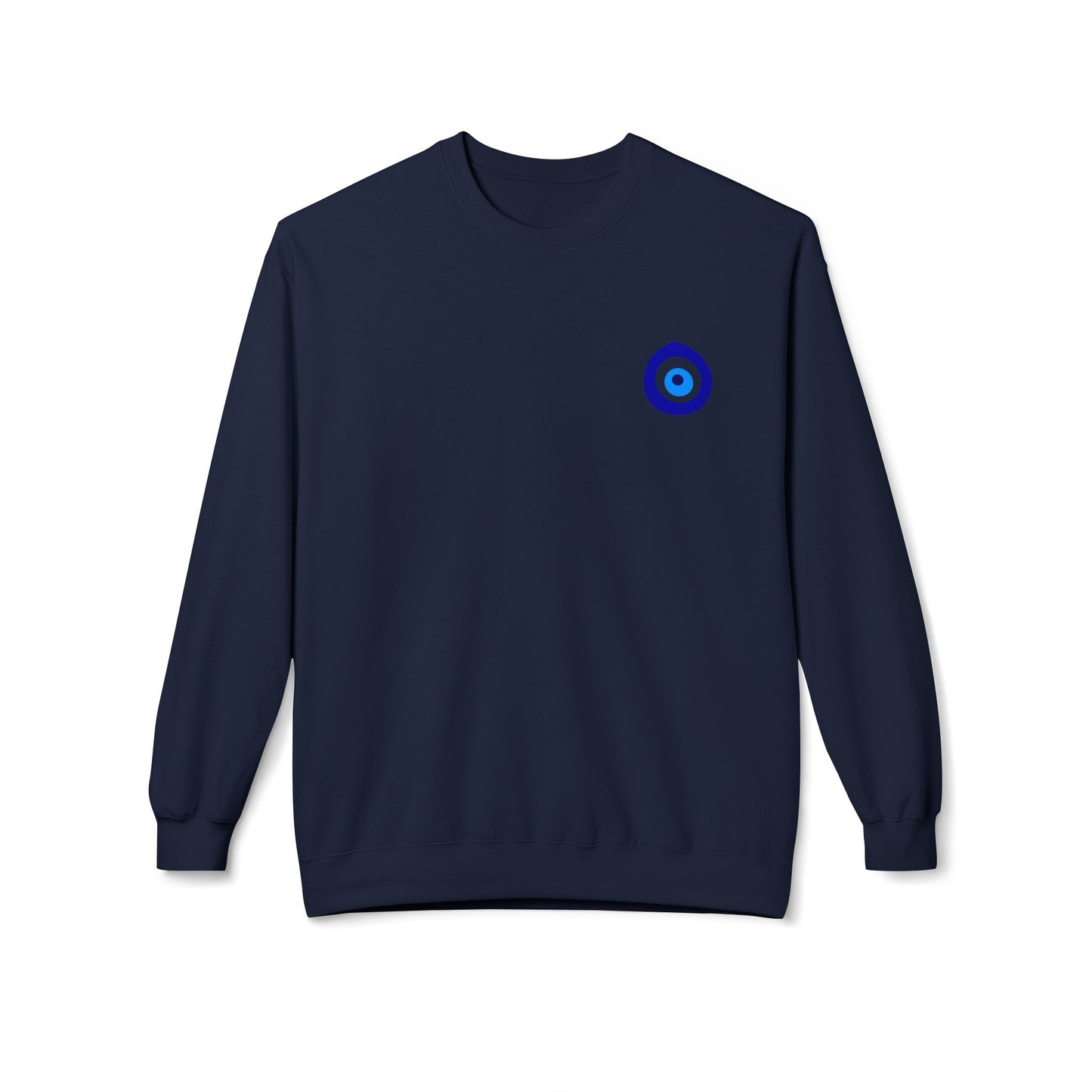 Crewneck Sweatshirt with Evil Eye Chest Logo – Protective Minimalist Design