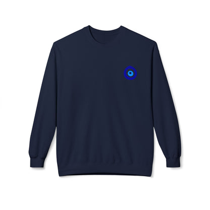 Crewneck Sweatshirt with Evil Eye Chest Logo – Protective Minimalist Design
