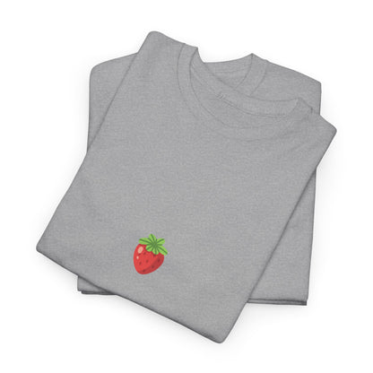 Unisex Minimal Tee with Cute Strawberry Embroidery