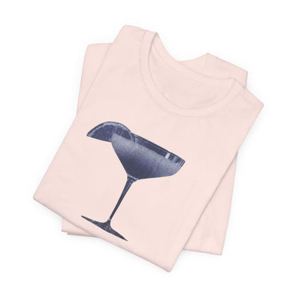 Cocktail Glass Tee — Minimalist Navy Martini Graphic Shirt