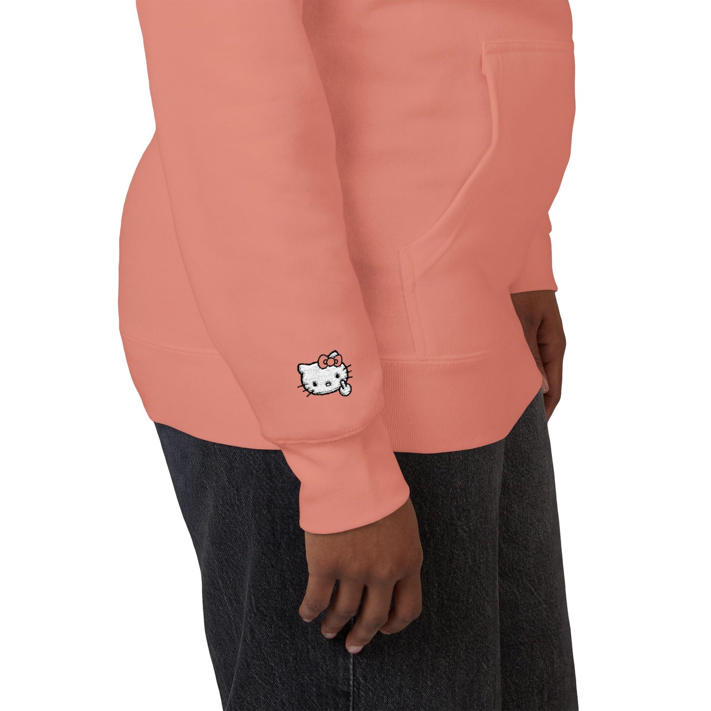 Realistic Hello Kitty Middle Finger Design — Unisex Embroidery Minimalist Hoodie