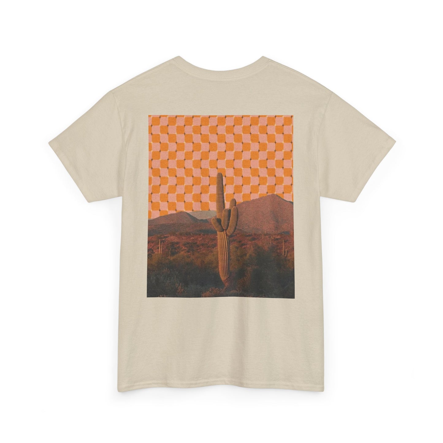 Psychedelic Desert with Spiritual Cactus Art Design – Unisex Cotton Tee