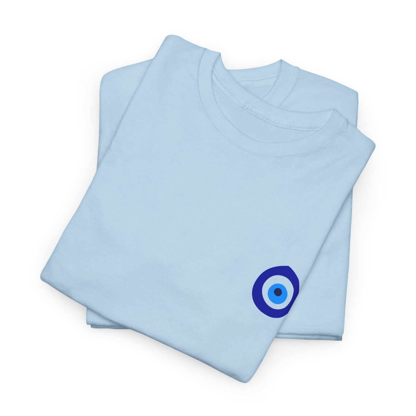 T-Shirt — Small Blue Evil Eye Chest Graphic