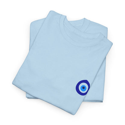 T-Shirt — Small Blue Evil Eye Chest Graphic