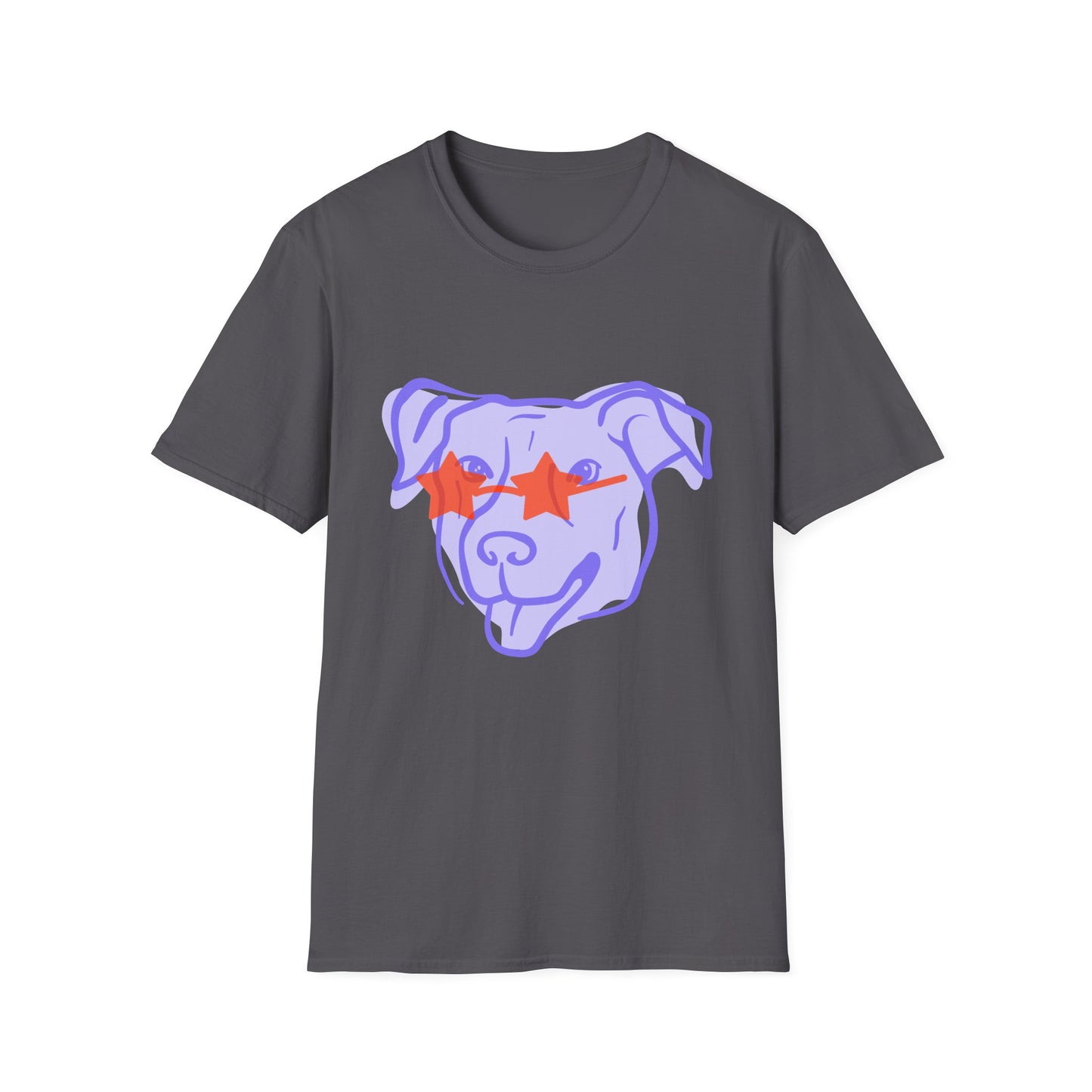 Cool Dog with Star Glasses - Unisex Softstyle T-Shirt