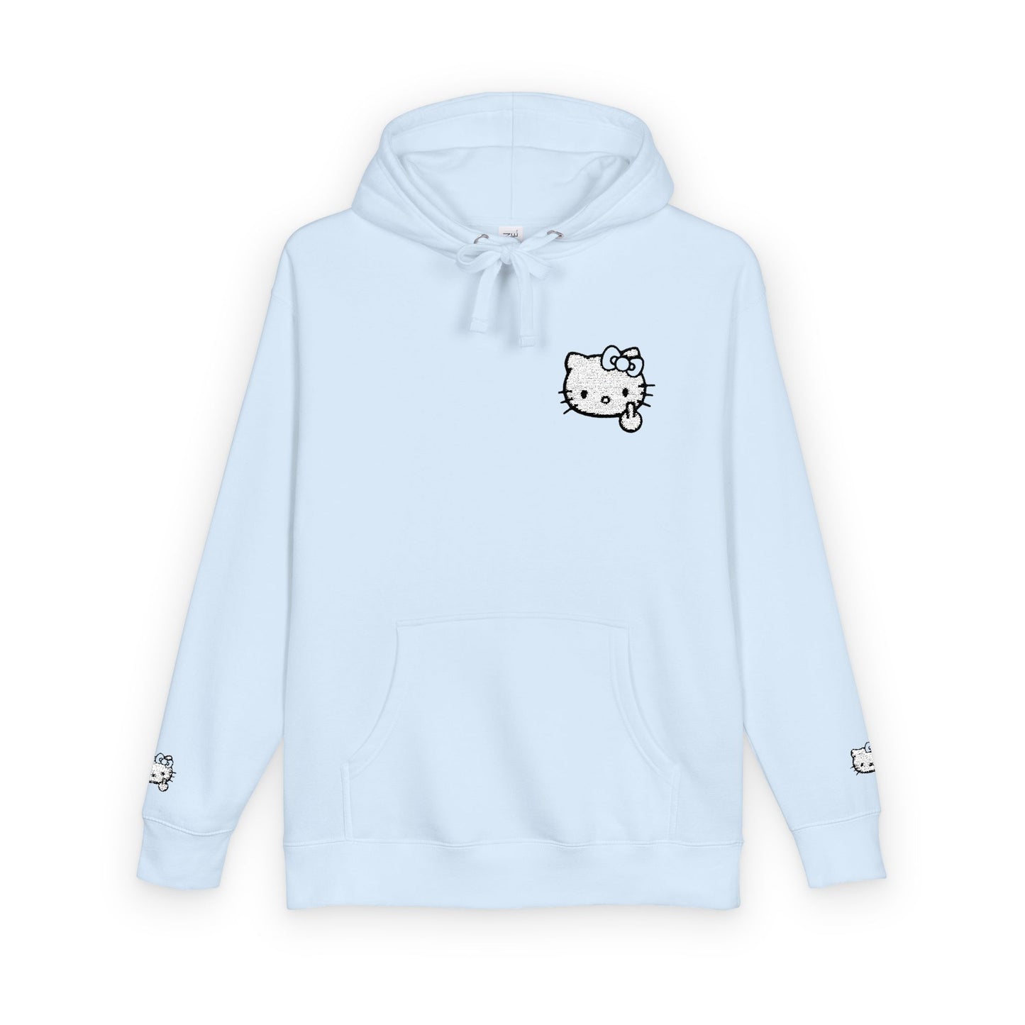 Realistic Hello Kitty Middle Finger Design — Unisex Embroidery Minimalist Hoodie