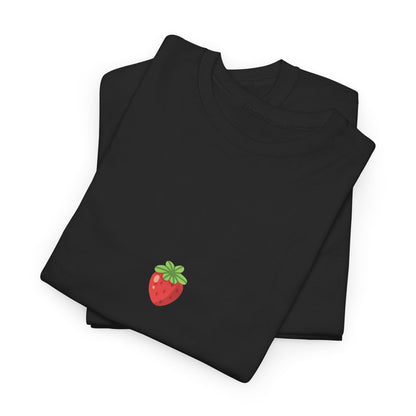 Unisex Minimal Tee with Cute Strawberry Embroidery