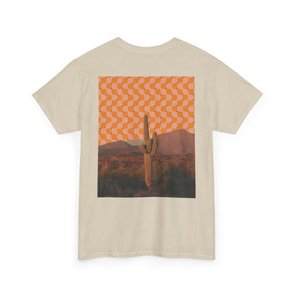 Psychedelic Desert with Spiritual Cactus Art Design – Unisex Cotton Tee