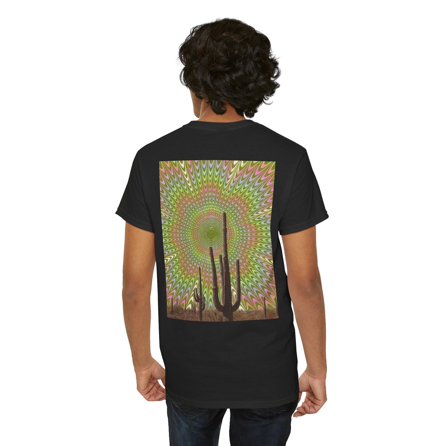 Trippy Western Art with Optical Illusion Cactus - Unisex Garment-DyedTrippy Tee