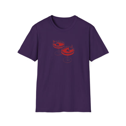 Cute Cocktail Glasses Unisex T-Shirt with Heart Design