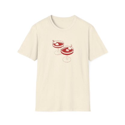 Cute Cocktail Glasses Unisex T-Shirt with Heart Design