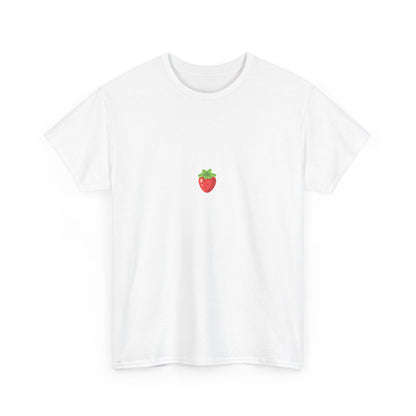 Unisex Minimal Tee with Cute Strawberry Embroidery