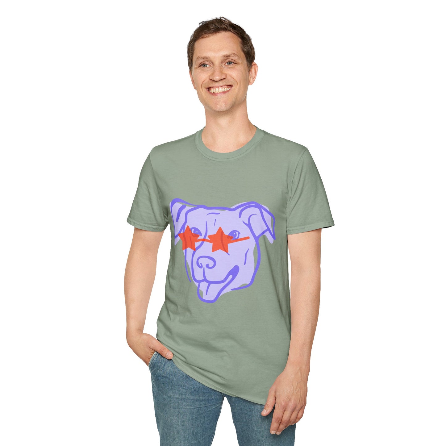 Cool Dog Star Glasses - Unisex Softstyle T-Shirt