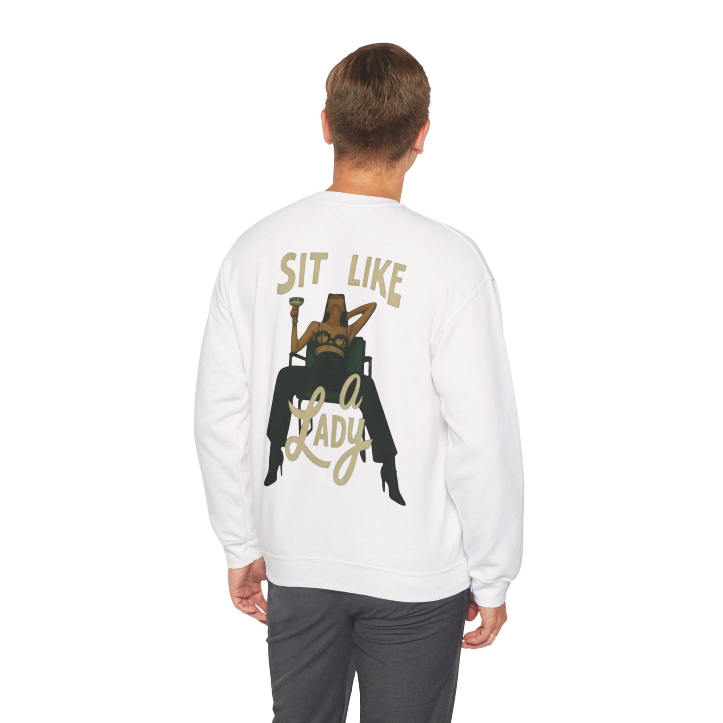 Crewneck Sweatshirt — “Sit Like a Lady” Vintage Cowgirl Graphic