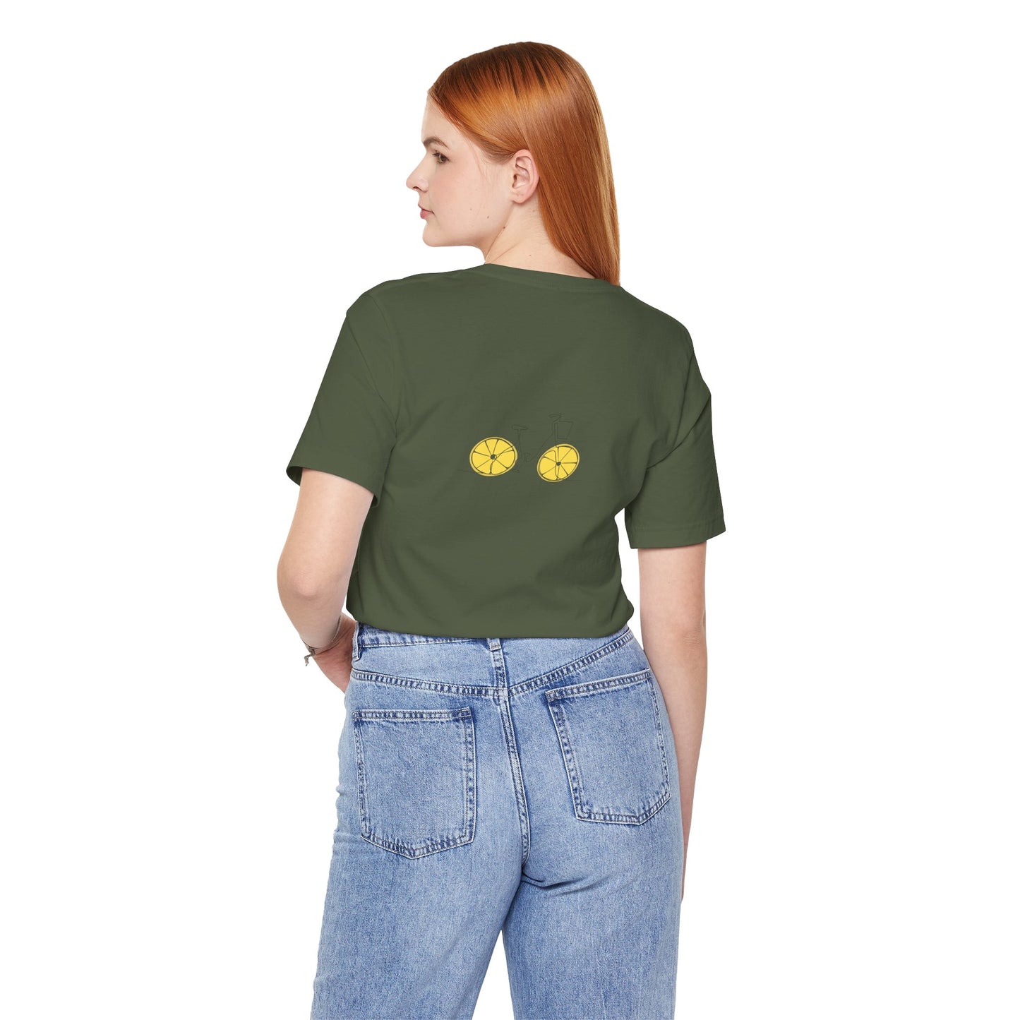 Unisex Minimal Tee with Lemon and Bike Embroidery – Casual & Cute