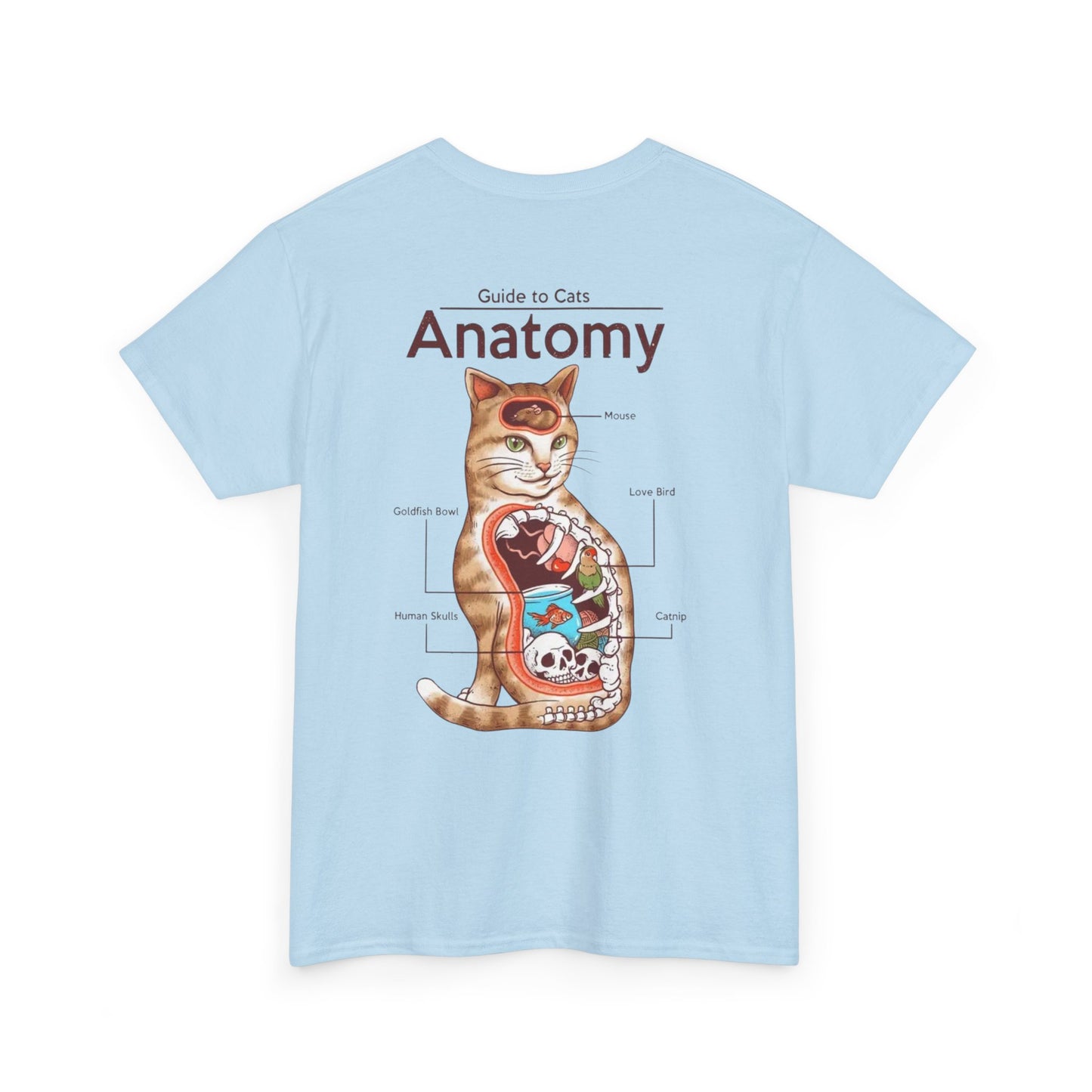 Funny Cat Anatomy Unisex Tee - Mouse, Goldfish Bowl, Love Birds Design