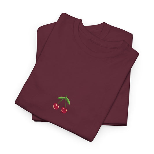 Unisex Heavy Cotton Tee - Cute & Minimalist Cherry Design