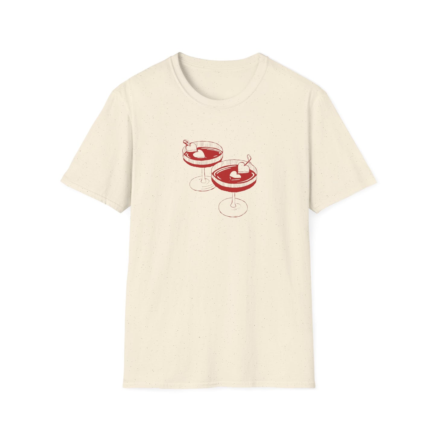 Cute Cocktail Glasses Unisex T-Shirt with Heart Design