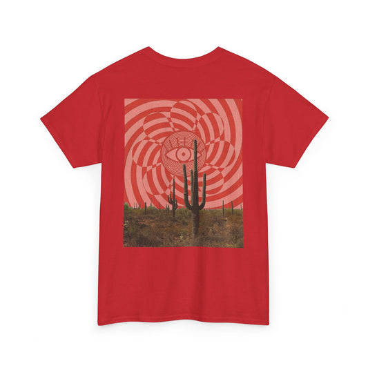 Psychedelic Desert Eye & Cactus Design – Unisex Cotton Tee