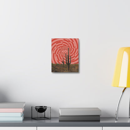 Stretched Canvas with Psychedelic Desert Poster – Eye & Cactus Wall Art