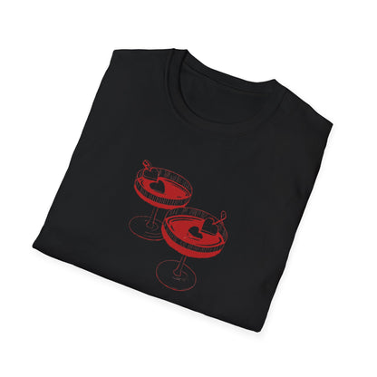 Cute Cocktail Glasses Unisex T-Shirt with Heart Design