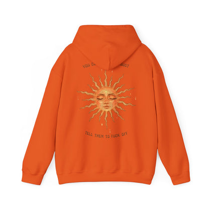 Sun Face Unisex Hoodie — 'You Can't Trust Them to Fuck Off' Graphic Pullover