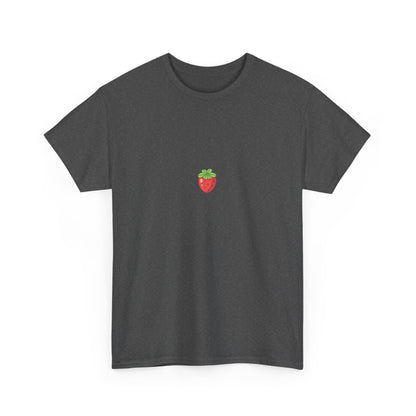 Unisex Minimal Tee with Cute Strawberry Embroidery