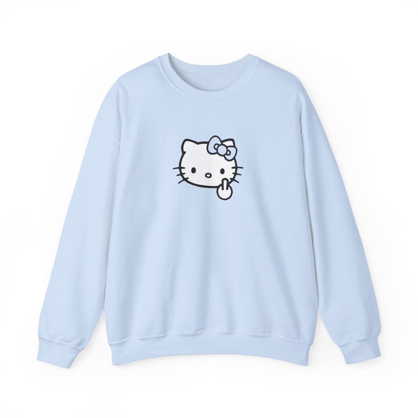 Hello Kitty Middle Finger Crewneck Sweatshirt – Cute Rebel Graphic Sweatshirt