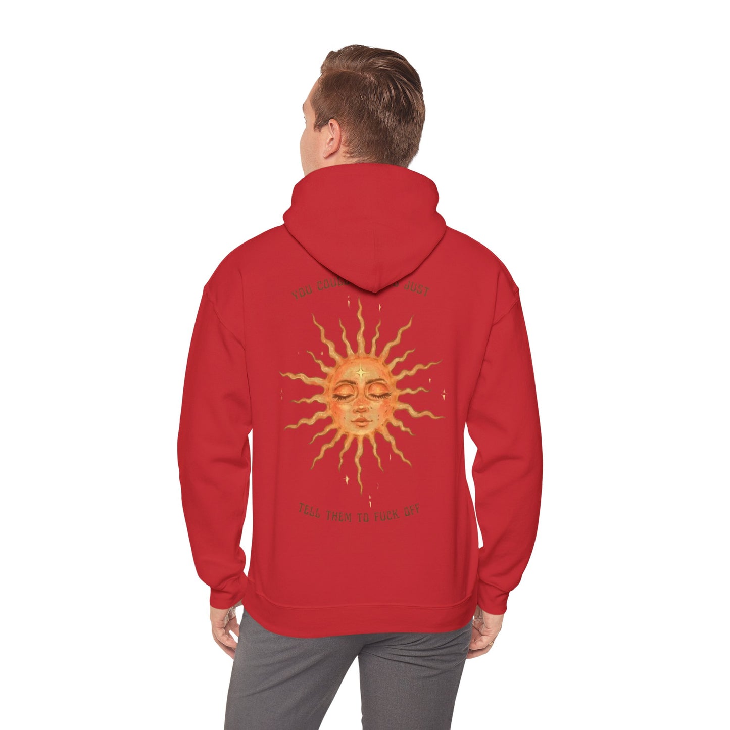 Sun Face Unisex Hoodie — 'You Can't Trust Them to Fuck Off' Graphic Pullover