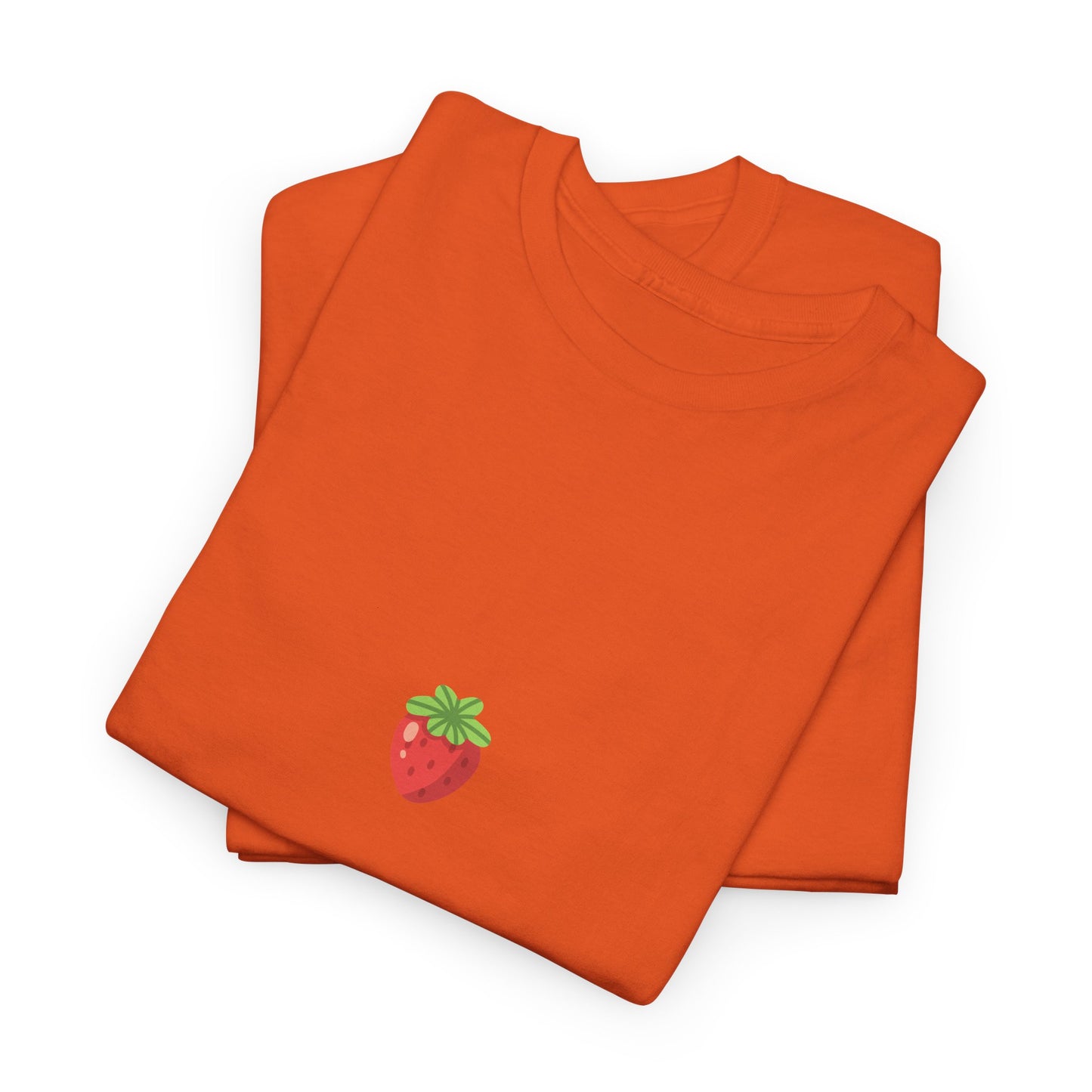 Unisex Minimal Tee with Cute Strawberry Embroidery