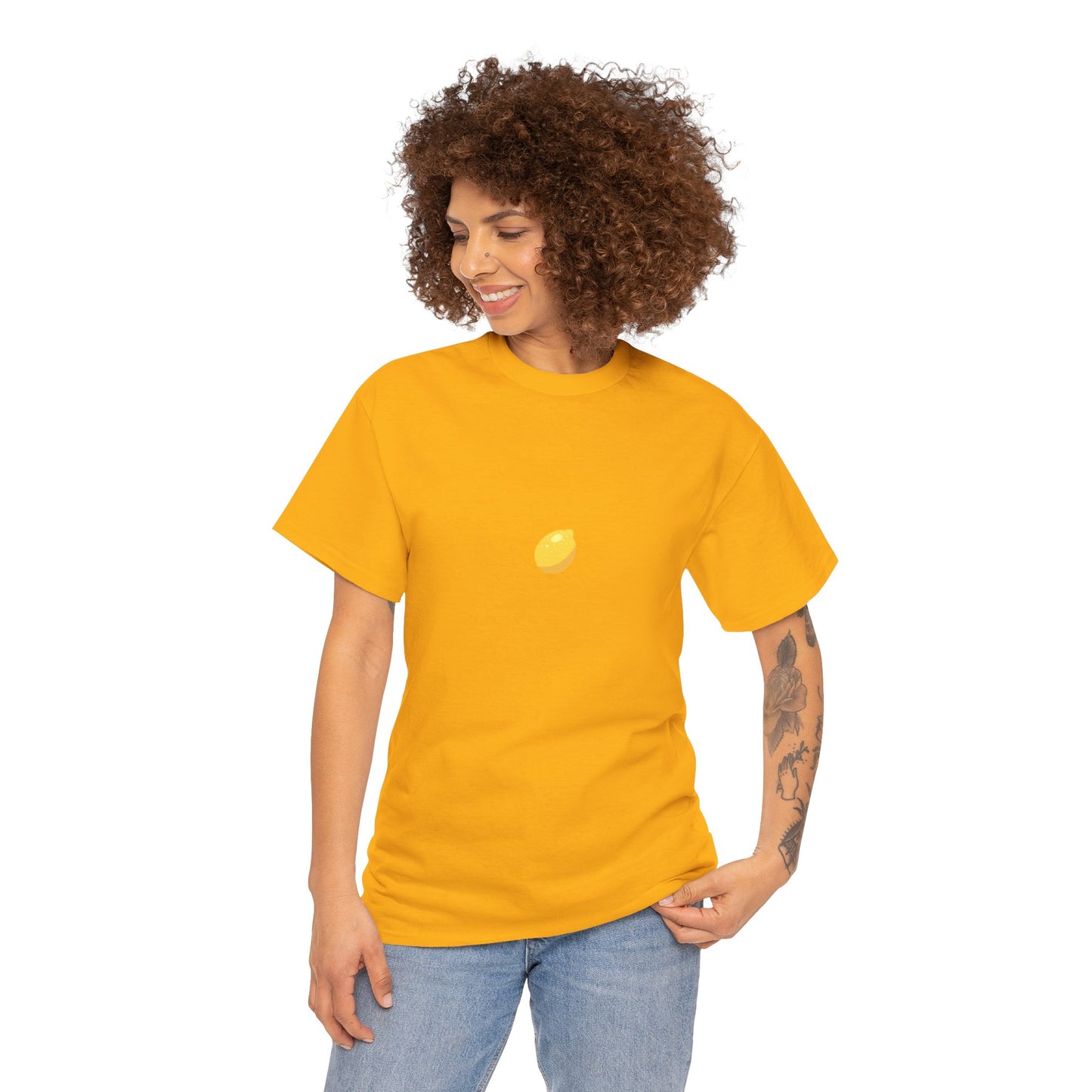 Unisex Minimal Tee with Lemon Embroidery – Casual & Cute