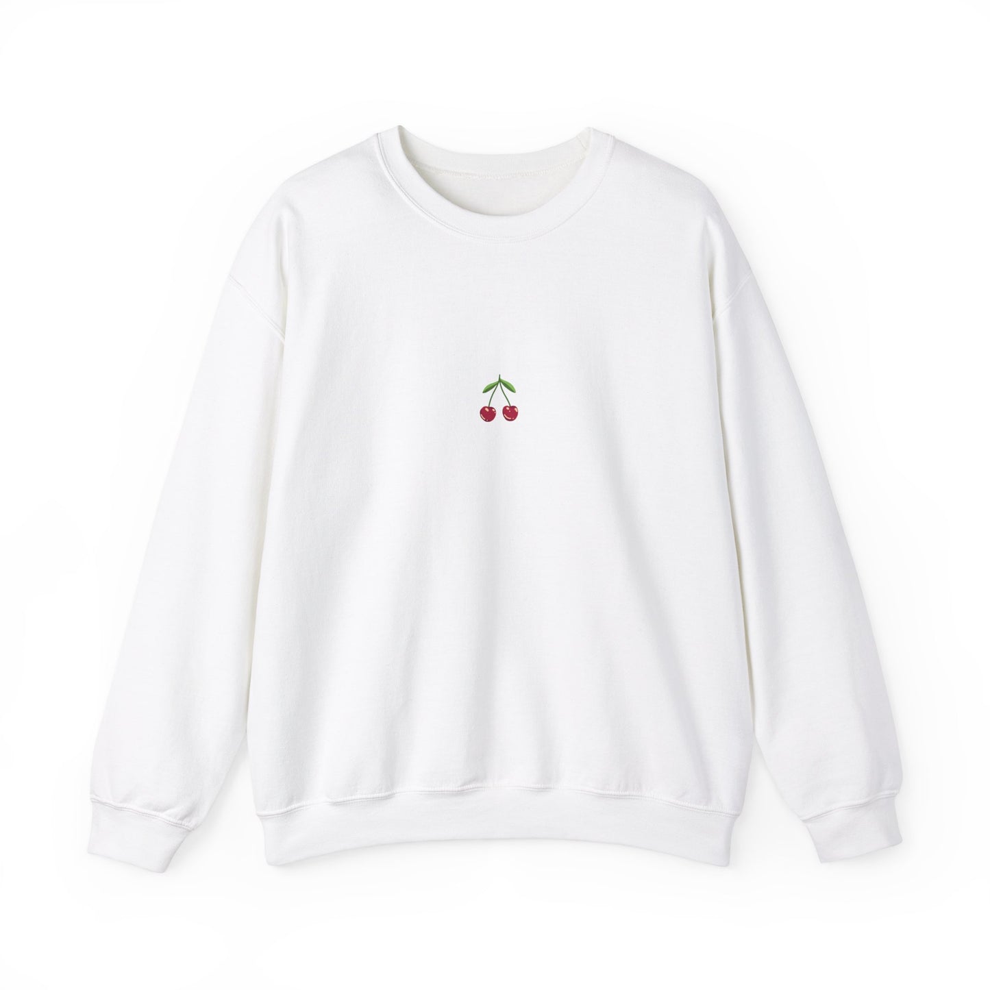 Fun Cherry Fruit Sweatshirt – Minimal Embroidery, Relaxed Fit