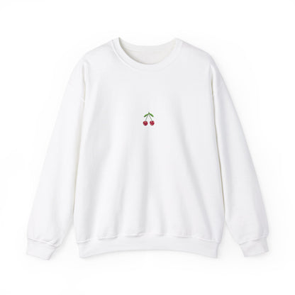 Fun Cherry Fruit Sweatshirt – Minimal Embroidery, Relaxed Fit