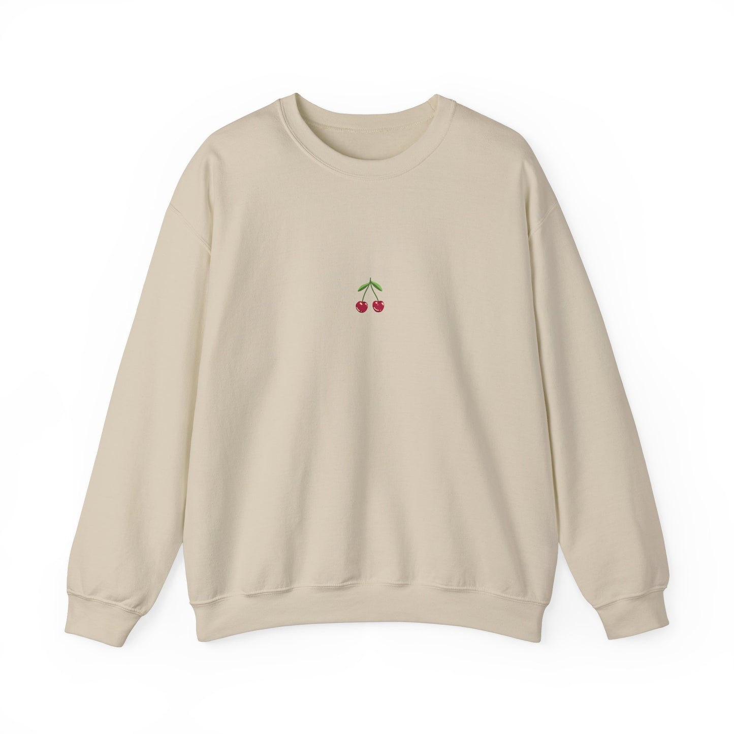 Fun Cherry Fruit Sweatshirt – Minimal Embroidery, Relaxed Fit