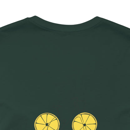 Unisex Minimal Tee with Lemon and Bike Embroidery – Casual & Cute