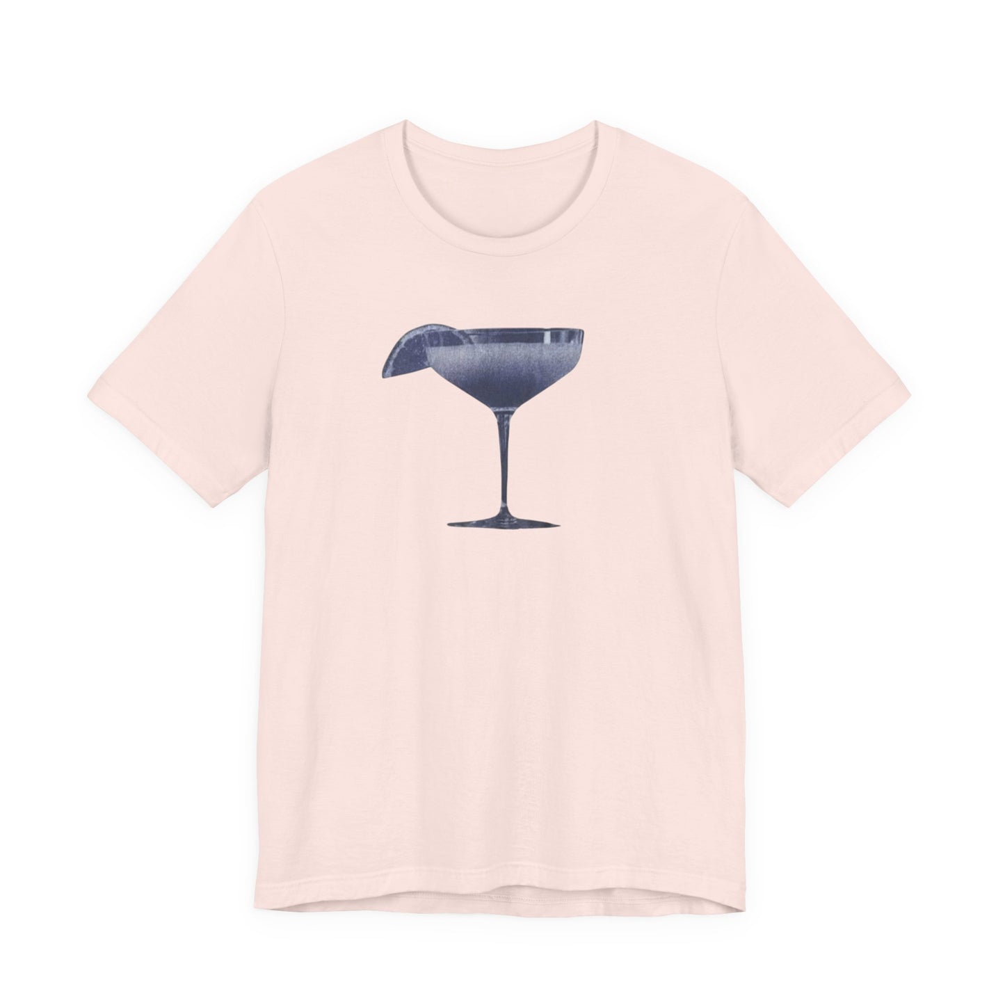 Cocktail Glass Tee — Minimalist Navy Martini Graphic Shirt